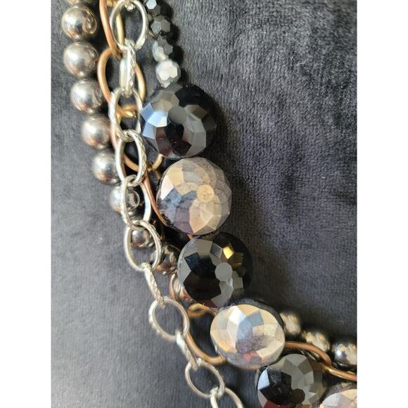 Women's Multi Layer Beaded Chain Statement Necklace With Lobster Clasp Lock - Picture 6 of 7